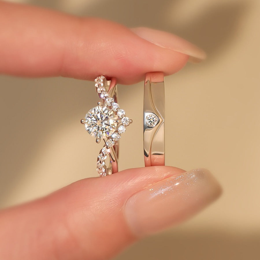 Crown Moissanite S925 Couple Rings