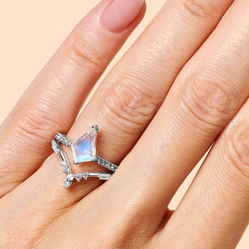 S925 Silver Waterdrop Diamond Ring