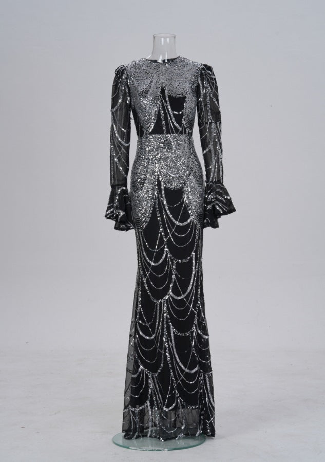 Sequin Fishtail Evening Dress