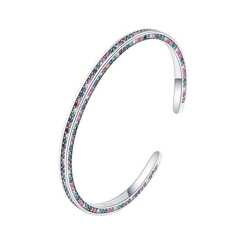 S925 Silver Rainbow Zircon Bracelet — Delicate Luxury