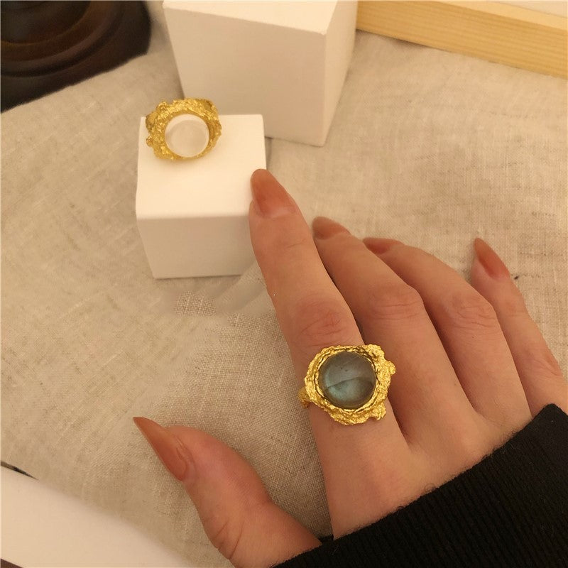 S925 Silver Crystal Moonstone Ring