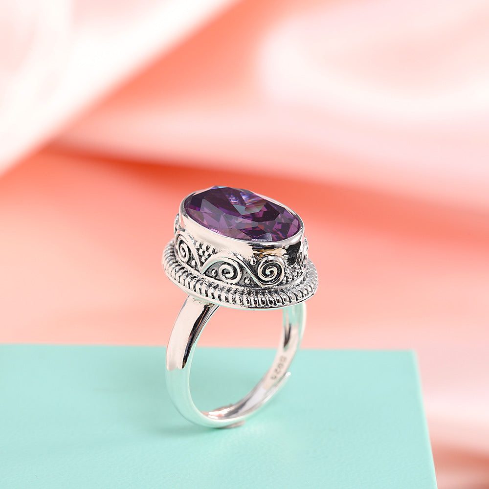 S925 Silver Inlaid Crystal Ring