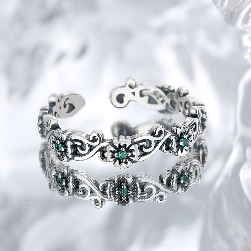 S925 Silver Rose Retro Ring