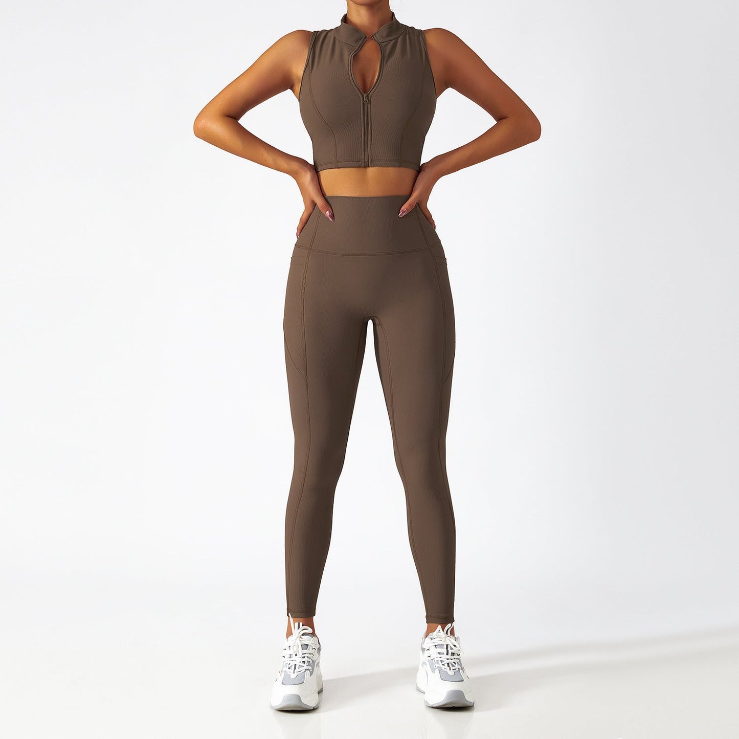 Yoga Suit with Long Sleeves and Zipper