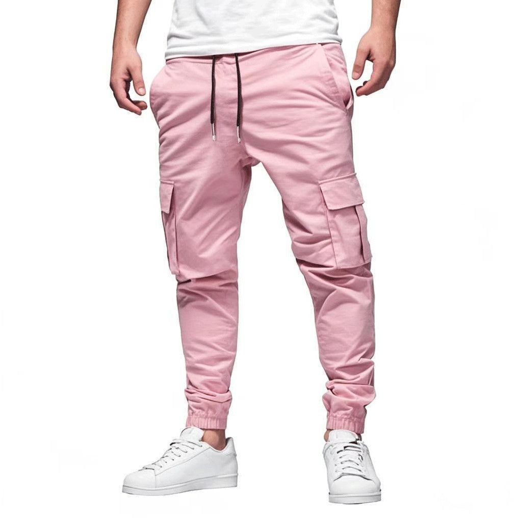 Men's Multi-pocket Drawstring Casual Overalls