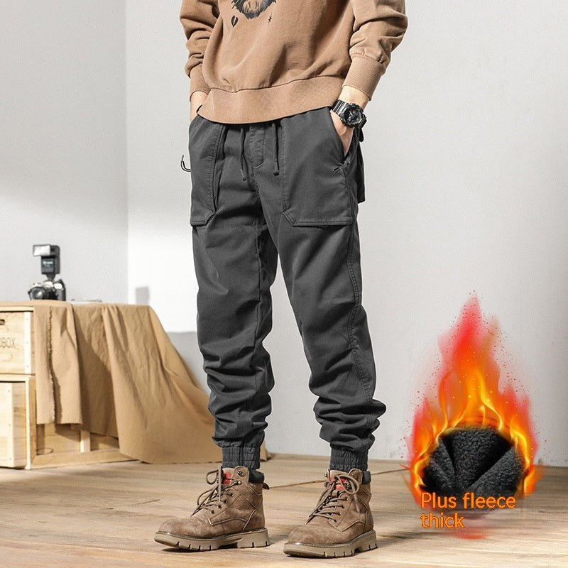 Men's Fleece-lined Loose Outdoor Overalls