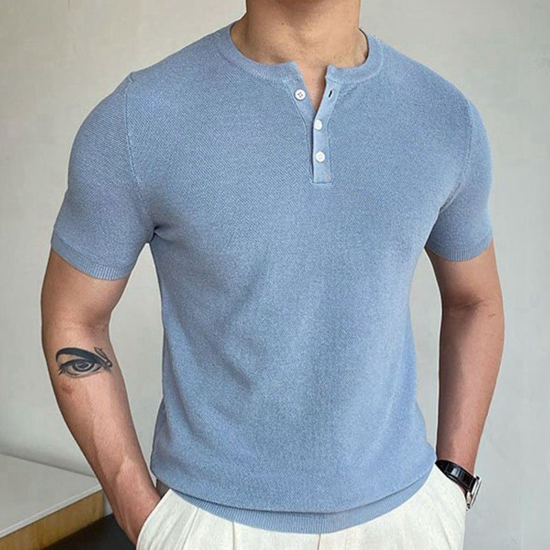 Round Neck Woolen Short Sleeve Shirt