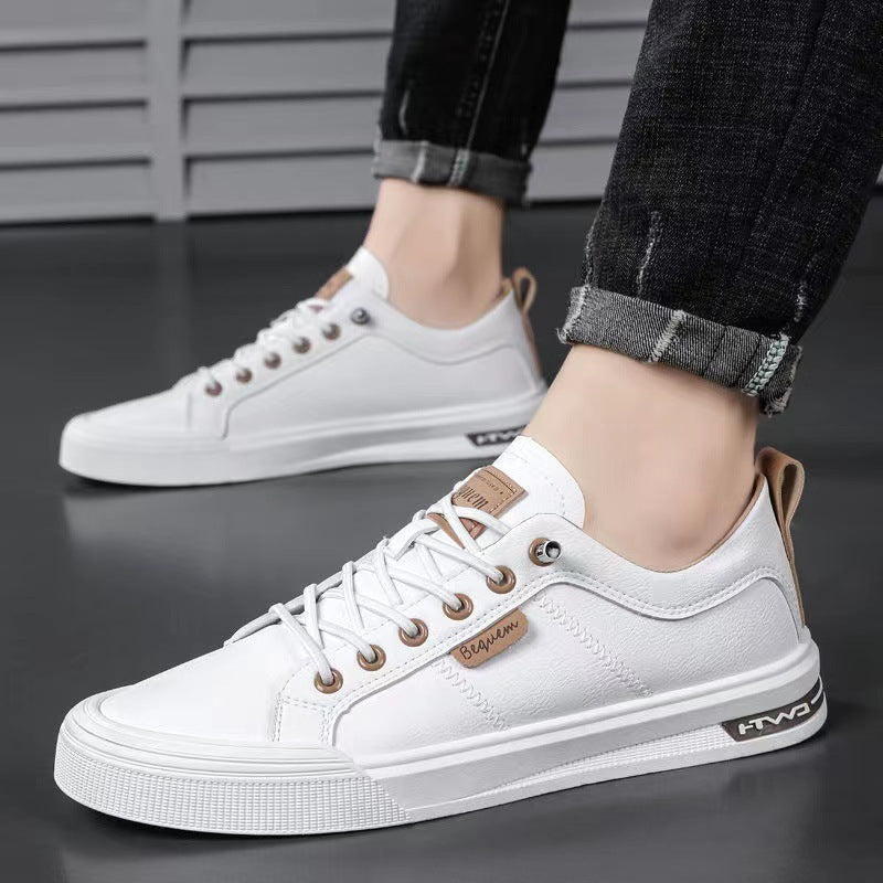 New Trendy Men's Full Leather Low-top Sneakers