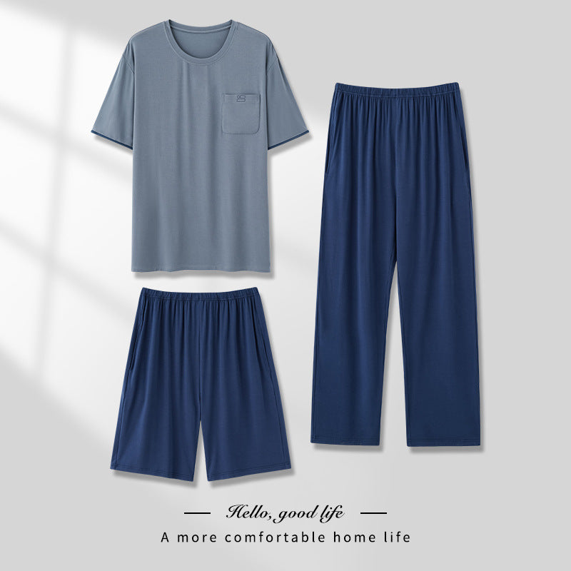 Men's Thin Modal Pajama 3-Piece Set