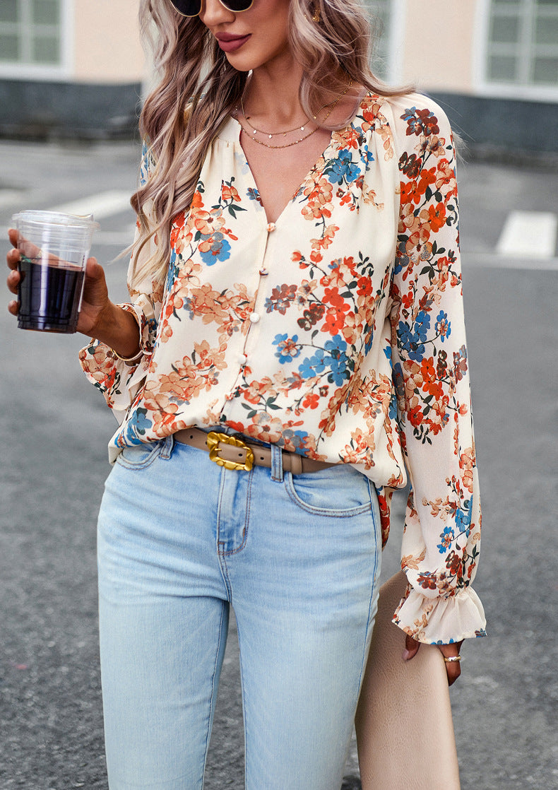 Women's Lightweight Chiffon Print Shirt