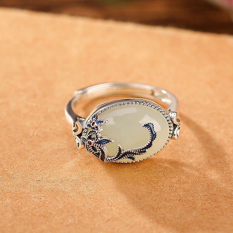 S925 Silver Hetian Jade Ring