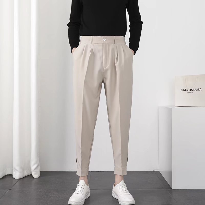 Men's Solid Velcro Cuff Trousers