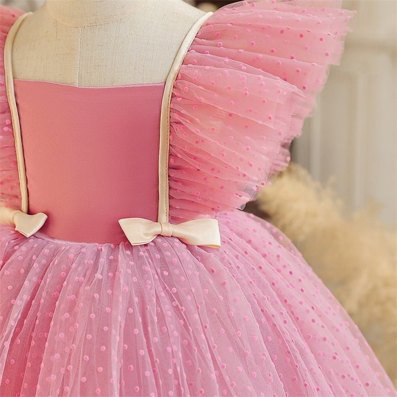 Flying Sleeves Dot Mesh Princess Dress