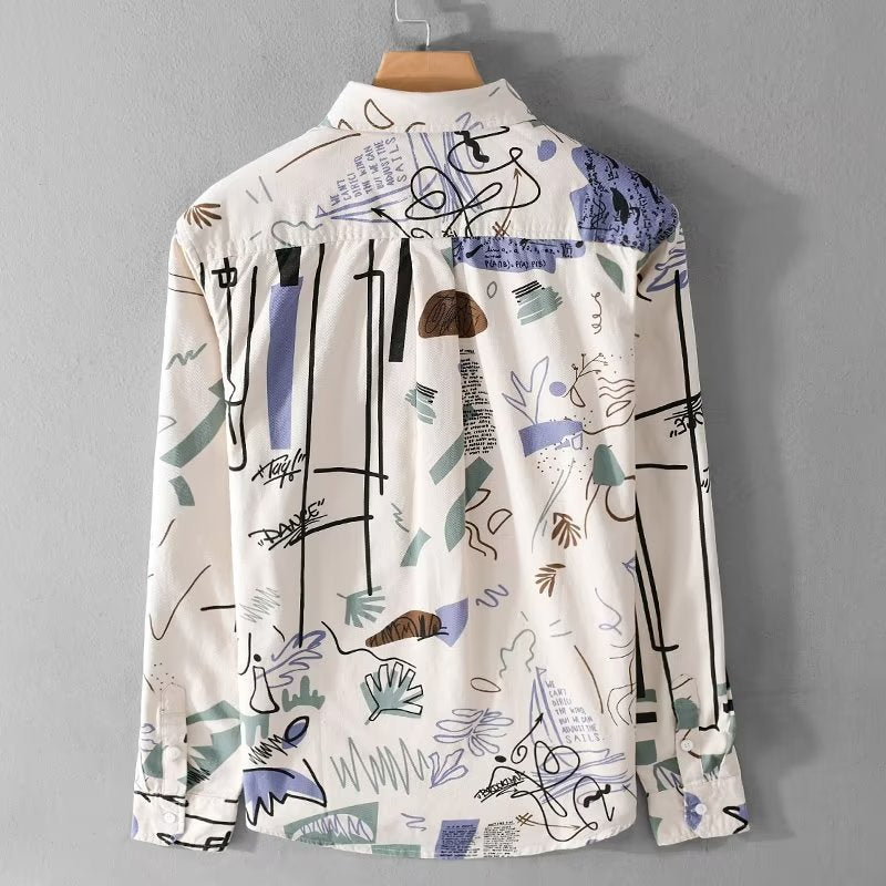 Men's Loose Print Long Sleeve Shirt