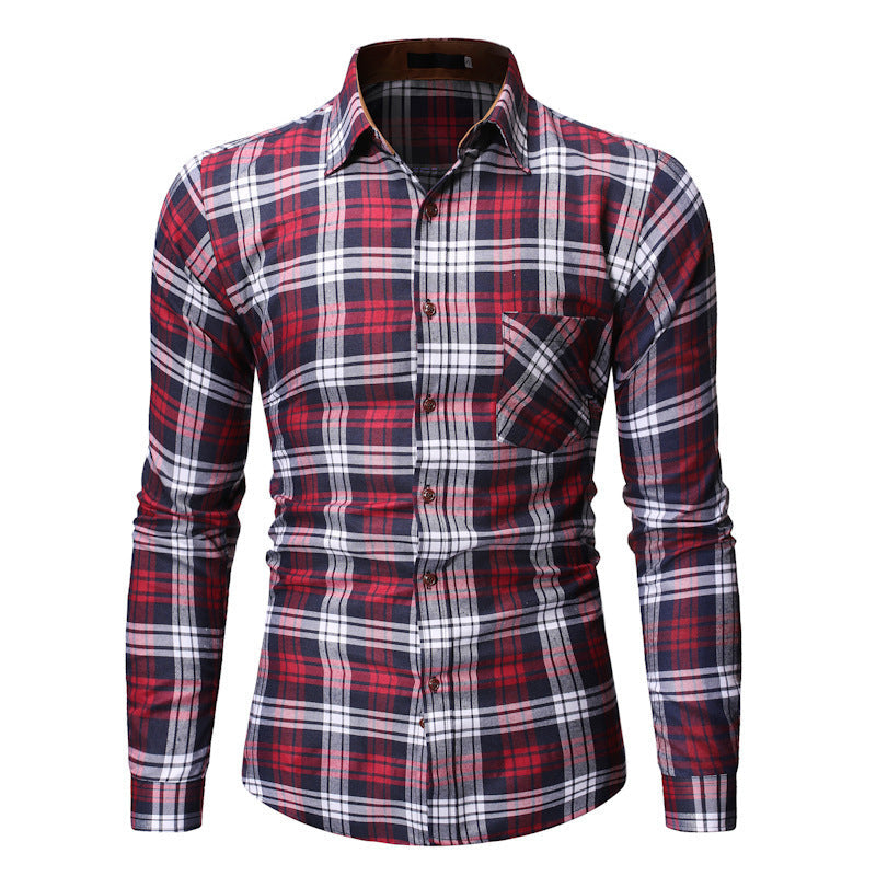 Men's Plaid Long Sleeve Cotton Shirt