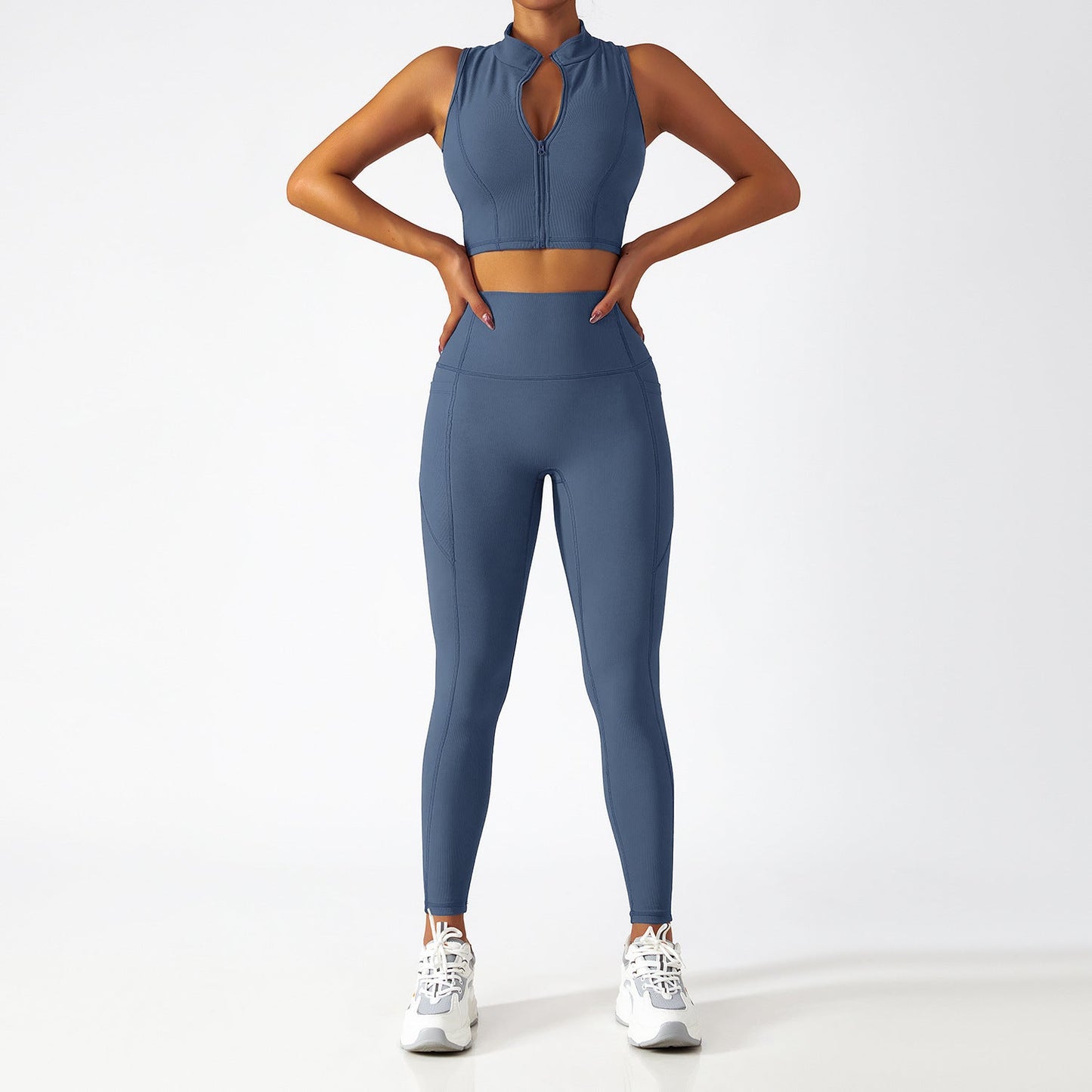 Yoga Suit with Long Sleeves and Zipper