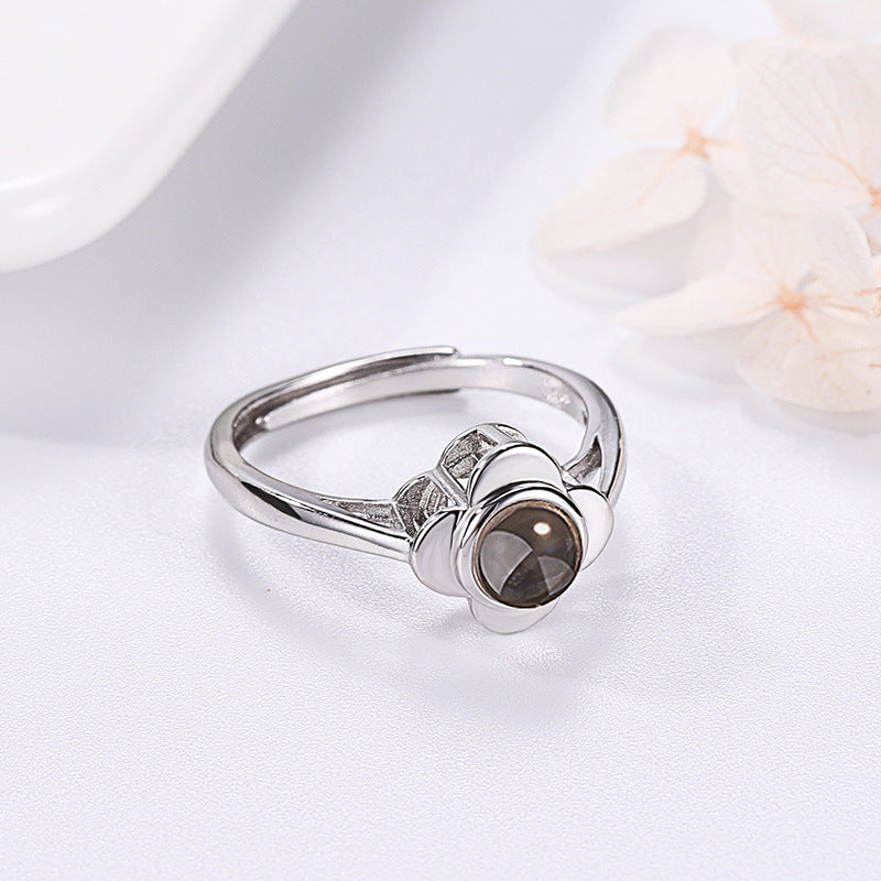 S925 Silver Adjustable Flower Ring