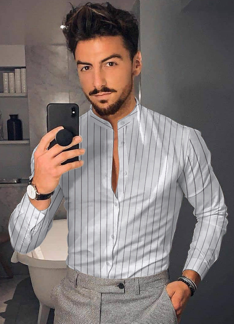 Men's Casual Long Sleeve Floral Shirt