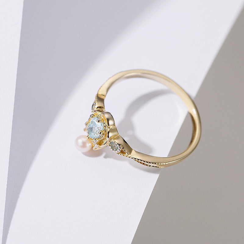 S925 Silver Natural Blue Topaz Ring