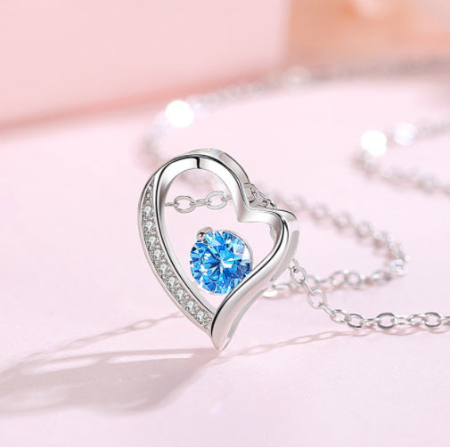 S925 Silver Heart Diamond Pendant Necklace
