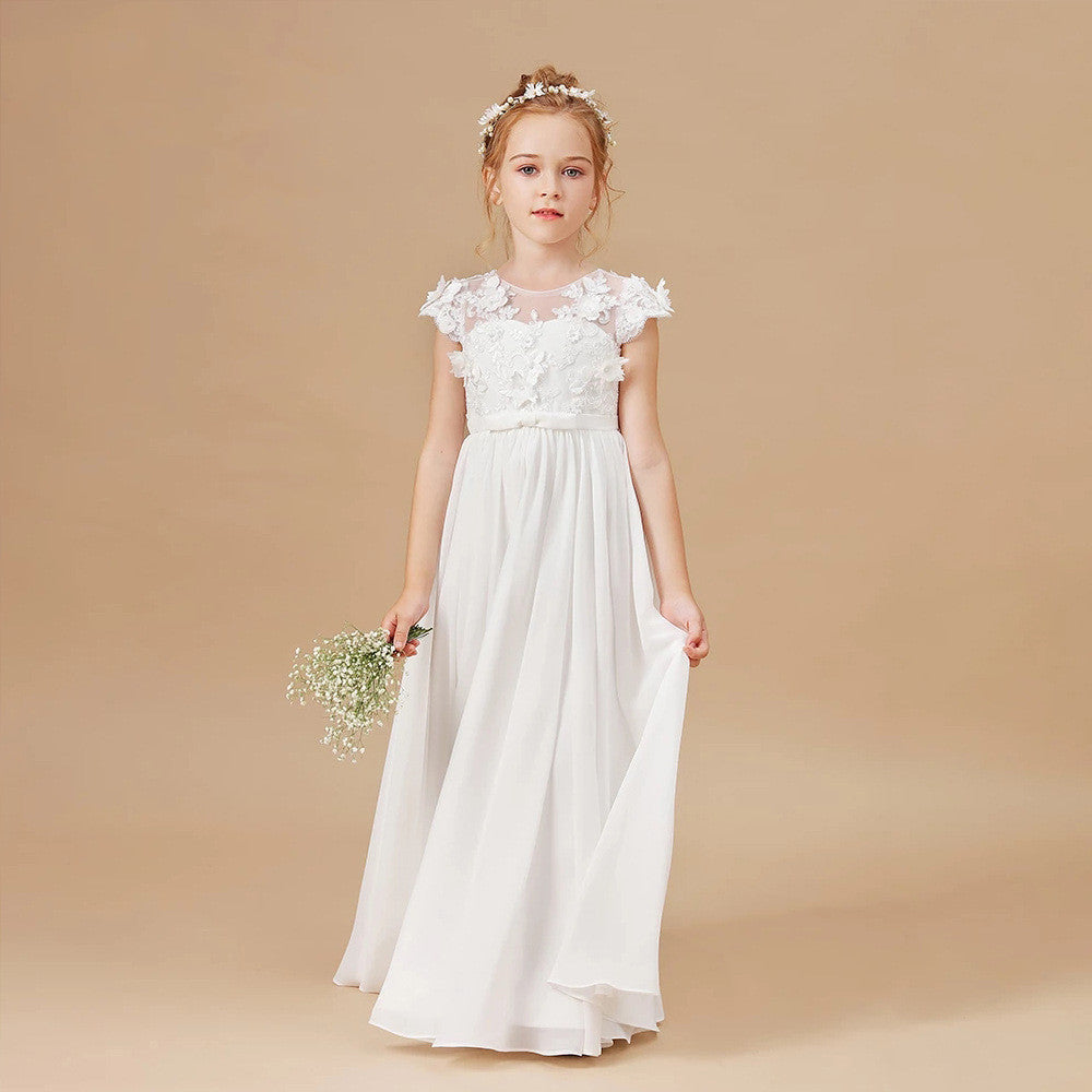 Kids White Flower Girl Dress