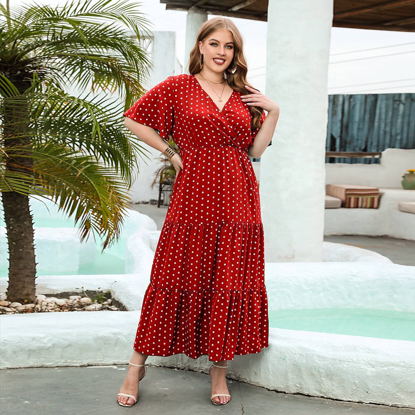 Women's Plus-Size Polka Dot Dress