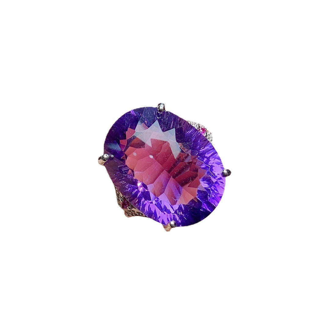 S925 Silver Natural Amethyst Ring