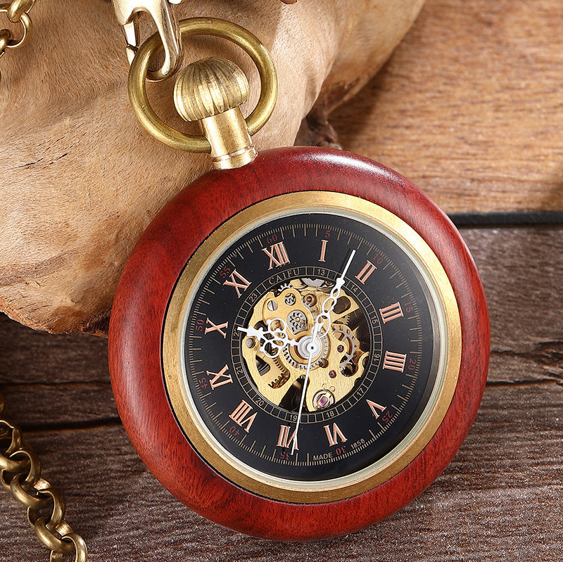 Copper Wood Retro Pocket Watch