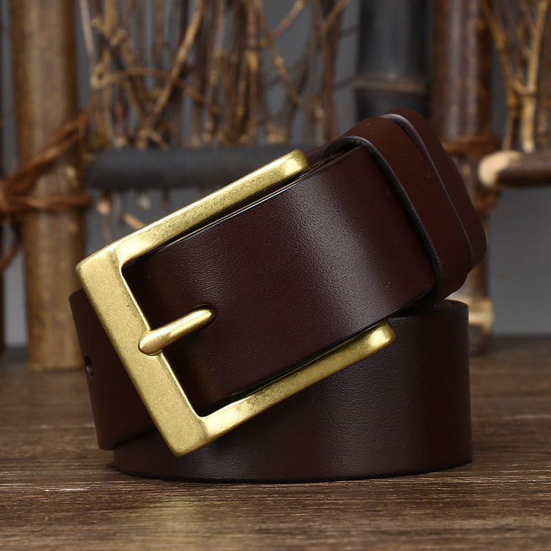 Men's Leather Pin Buckle Cowhide Belt