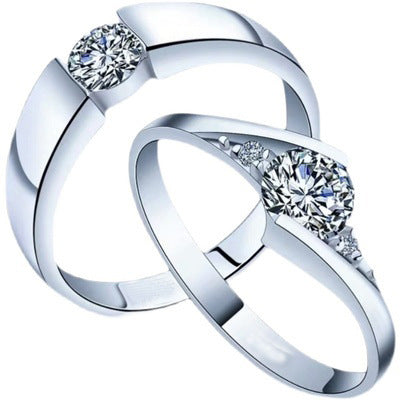S925 Silver Moissanite Couple Ring