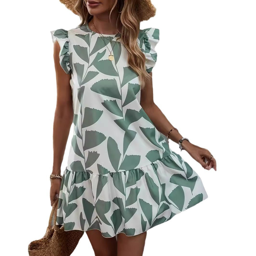 Elegant Printed Round Neck Dress
