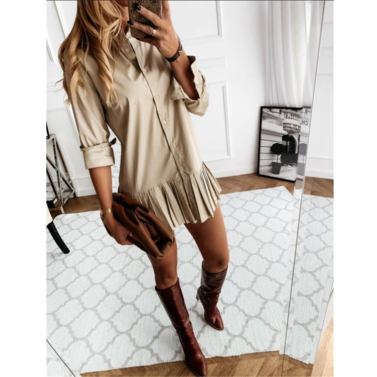 Modern Pleated Shirt Dress