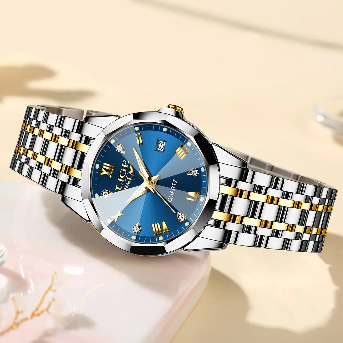 LIGE Couple Waterproof Quartz Watch