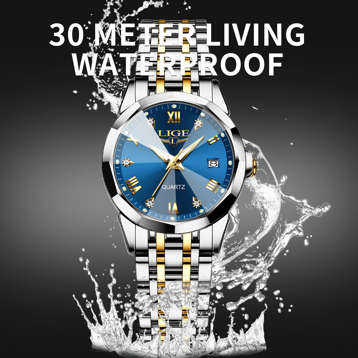 LIGE Couple Waterproof Quartz Watch