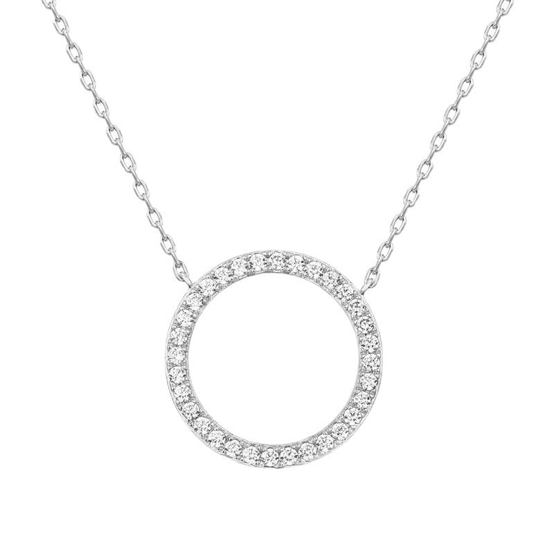 S925 Silver Shiny Dimond Circle Necklace