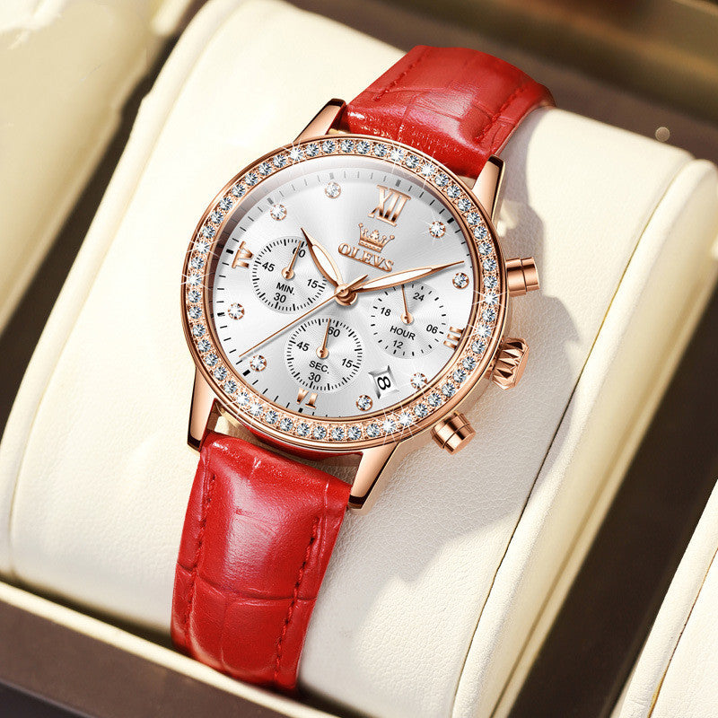 Women’s Diamond Quartz Multifunction OLEVS Watch