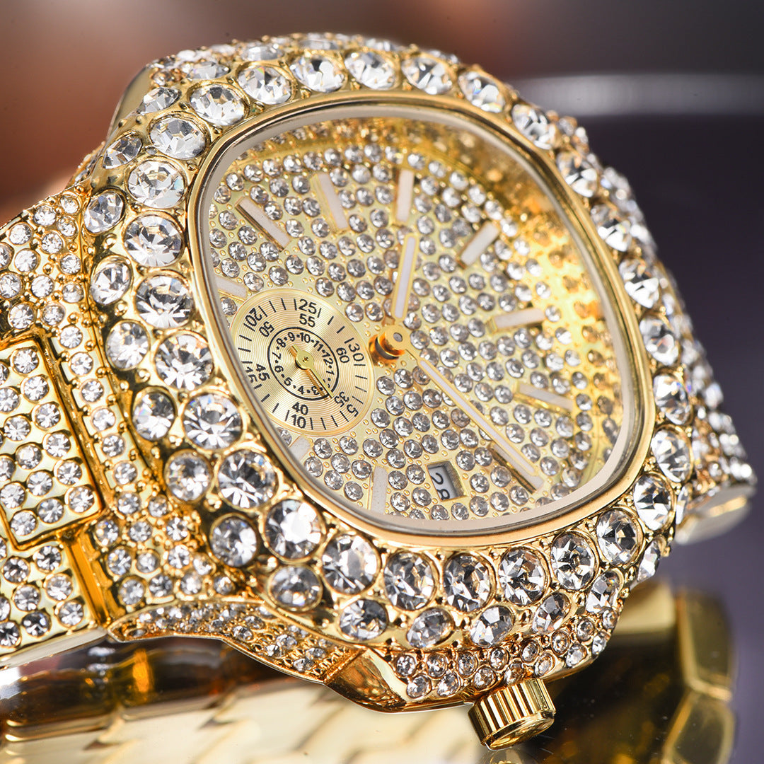 Gold Full Diamond Luminous Business Watch