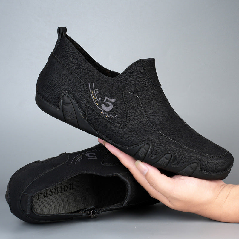 Men's Mid-top Zipper Leather Shoes