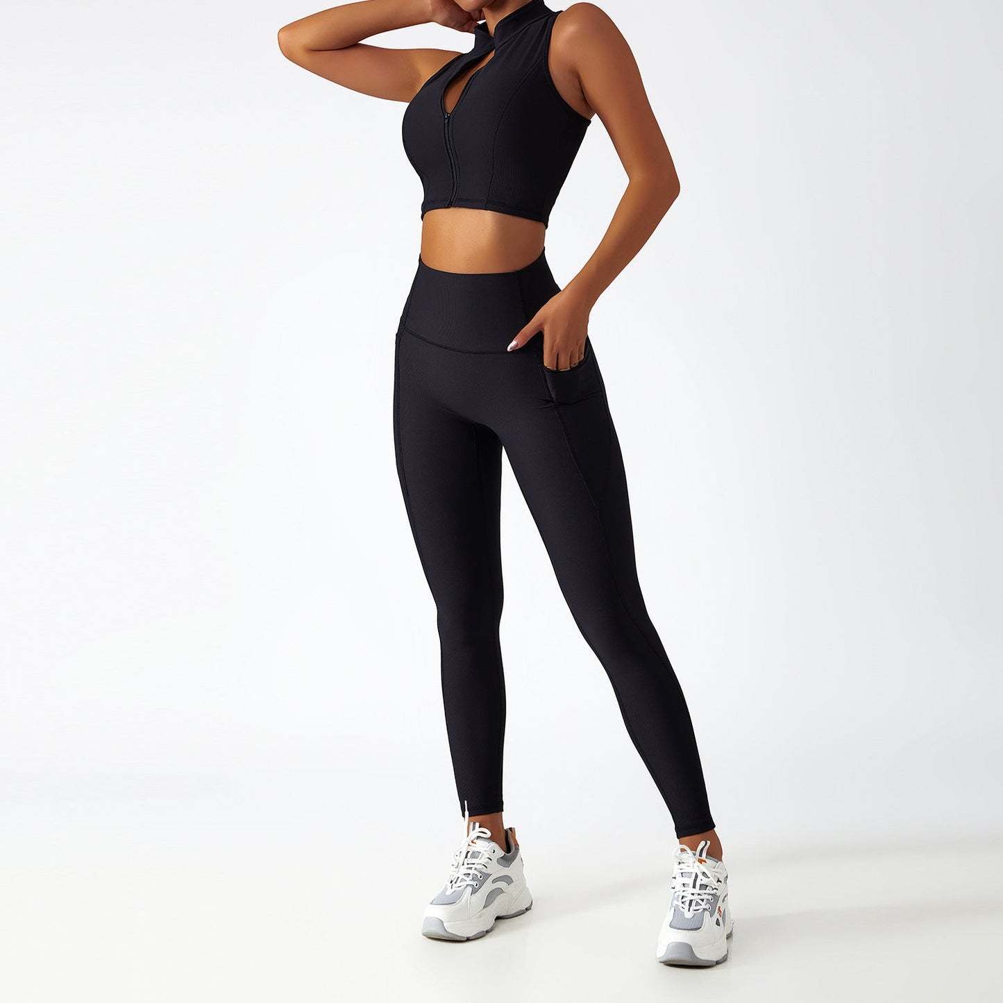 Yoga Suit with Long Sleeves and Zipper