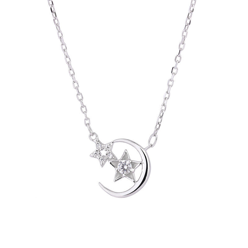 Sterling Silver Star & Moon Necklace