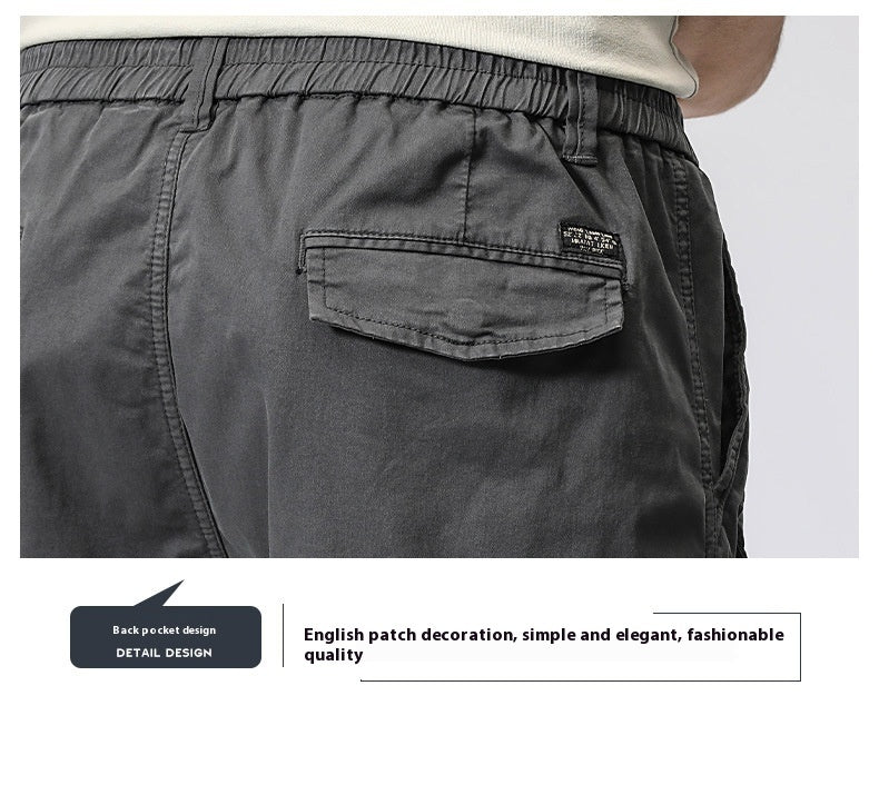 Men's Trendy Cotton Elastic Waist Multi-pocket Pants