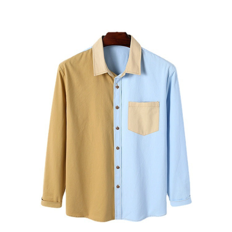 Men's Color Block Lapel Cardigan