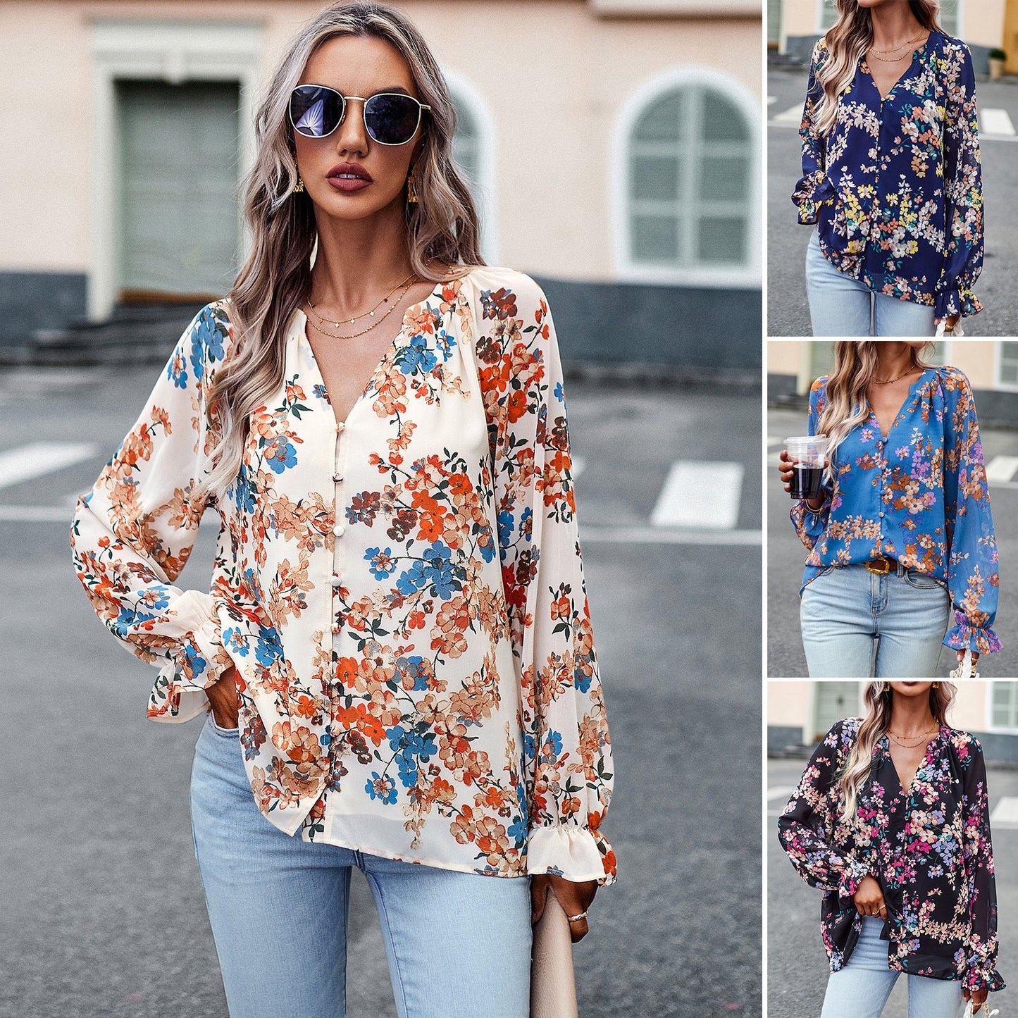Women's Lightweight Chiffon Print Shirt