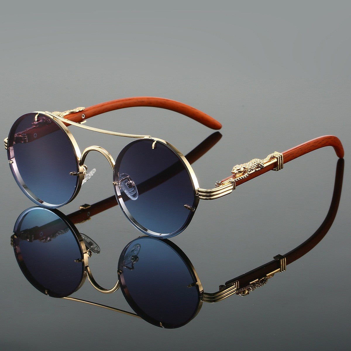 Retro Double Beam Leopard Sunglasses