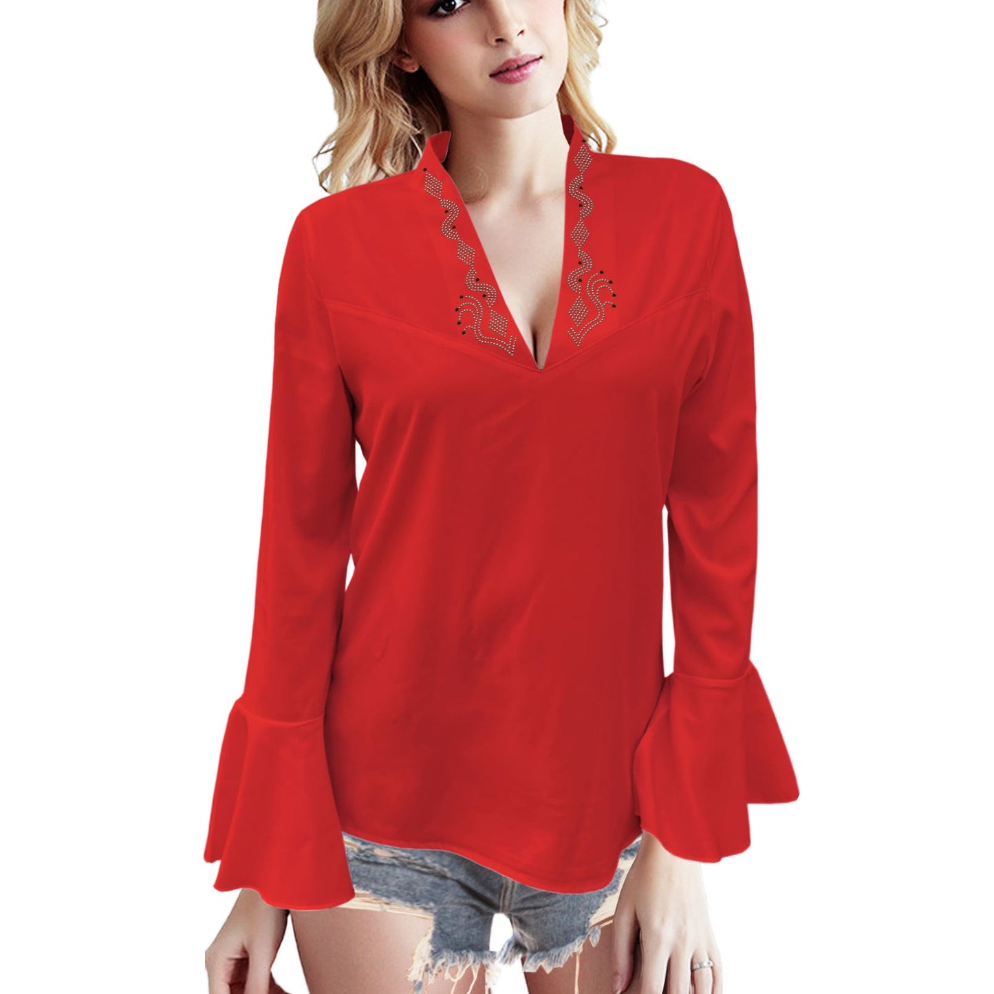 Elegant Lotus Leaf Sleeve Top