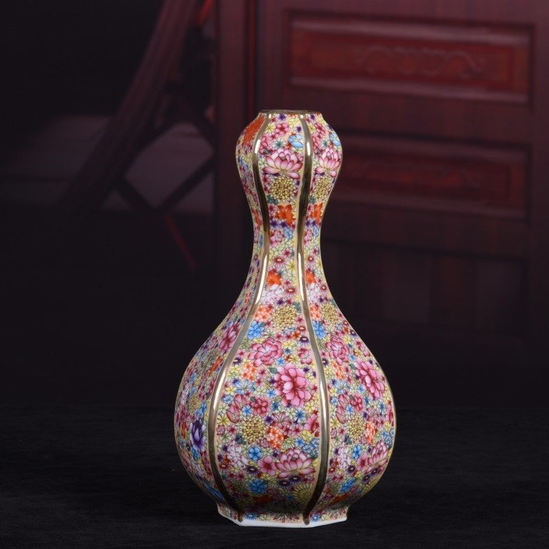 Enamel Hexagonal Porcelain Vase