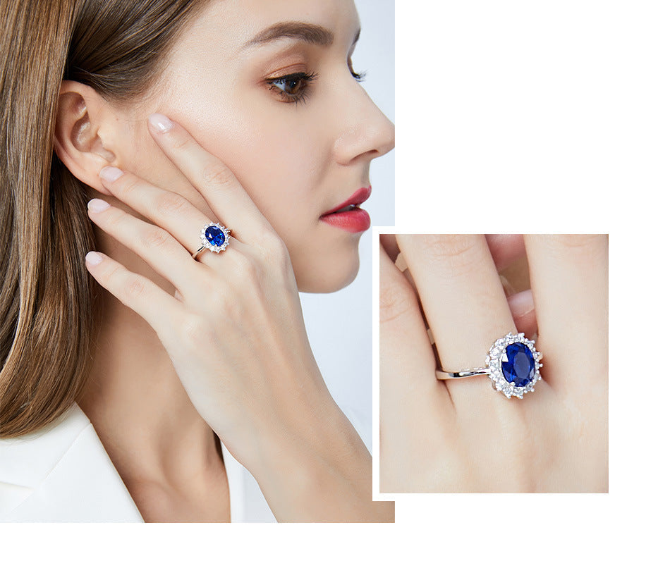 S925 Silver Royal blue ring