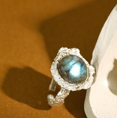 S925 Silver Crystal Moonstone Ring