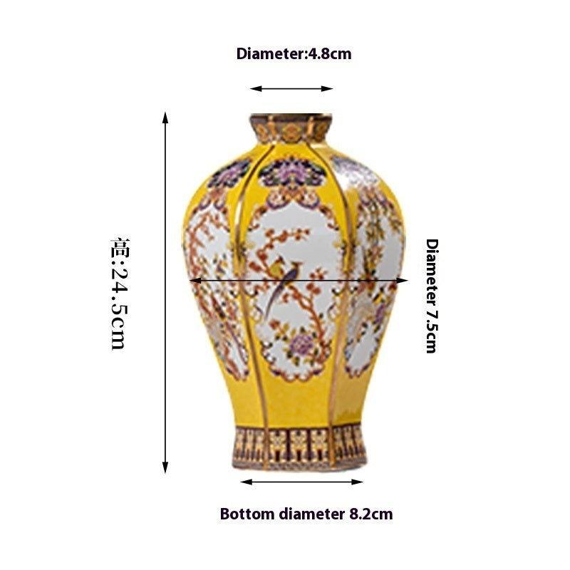 Enamel Hexagonal Porcelain Vase