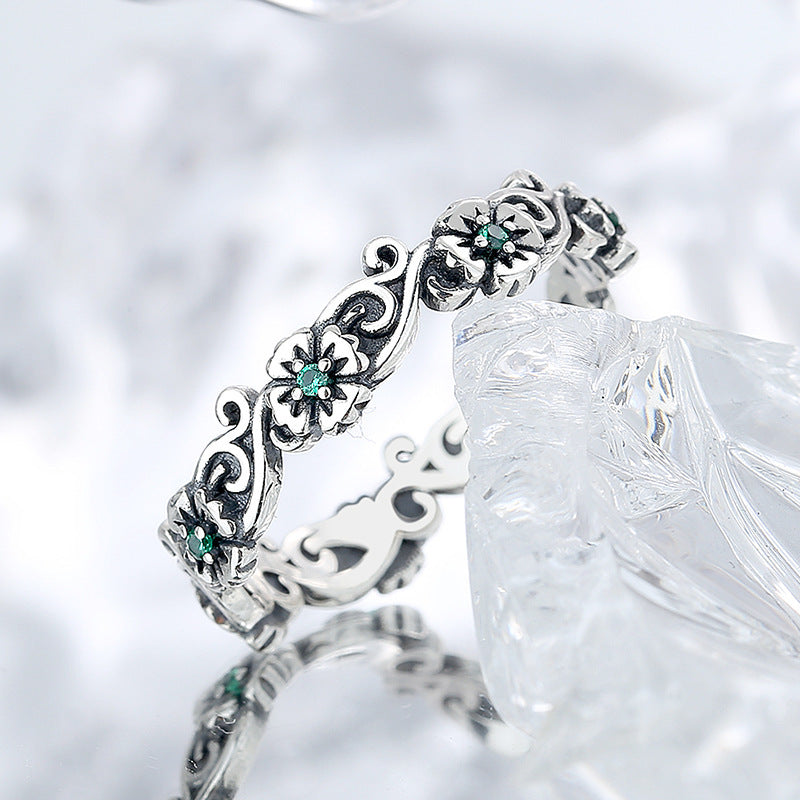 S925 Silver Rose Retro Ring